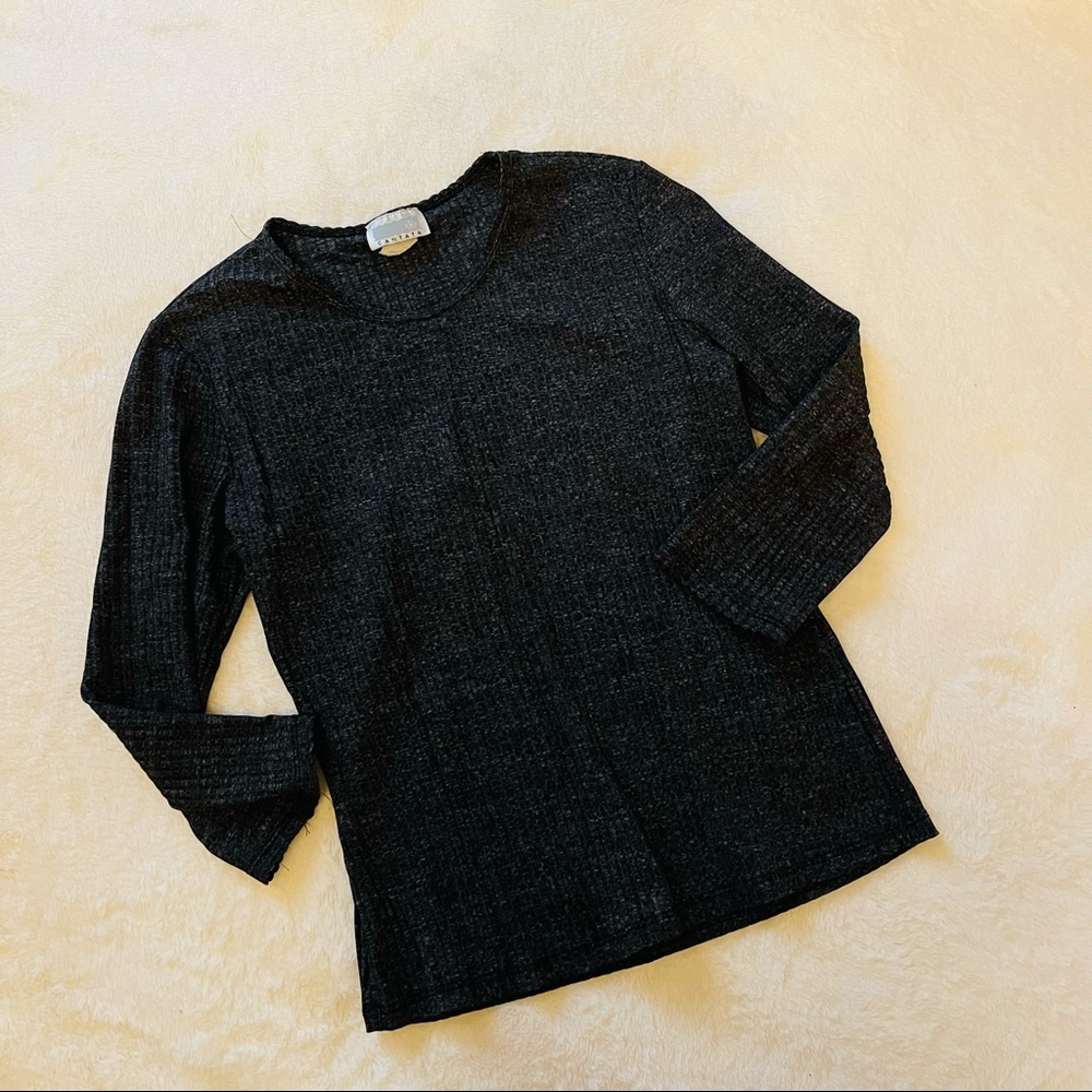 Grey Ribber 3/4 Sleeve Top - Picture 8 of 8